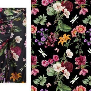 Custom Black & multicolor flower English print