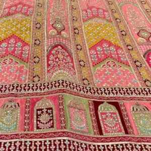 Sequence And Embroidery on Pure Crepe Fabric pink