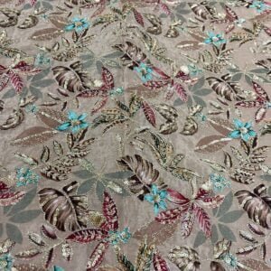 Viscose Natural Crepe embroidery