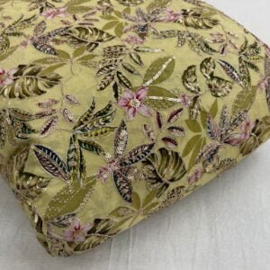 Viscose Natural Crepe embroidery