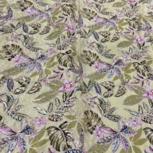 Viscose Natural Crepe embroidery