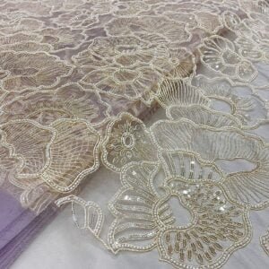 Elegant Hand Beads and Sequin Embroidery on Net Fabric