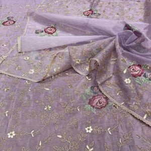 Elegant Tissue Fabric with Zari and Foil Embroidery Combo