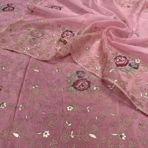 Elegant Tissue Fabric with Zari and Foil Embroidery Combo