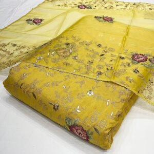 Elegant Tissue Fabric with Zari and Foil Embroidery Combo