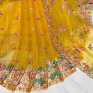 Elegant Daman on Organza Big Width Fabric with Organza Dupatta