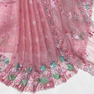 Elegant Daman on Organza Big Width Fabric with Organza Dupatta