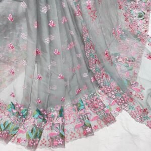 Elegant Daman on Organza Big Width Fabric with Organza Dupatta