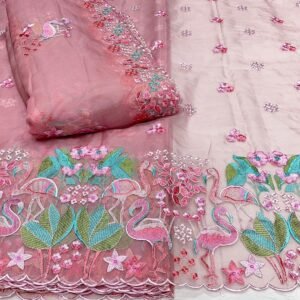 Elegant Daman on Organza Big Width Fabric with Organza Dupatta