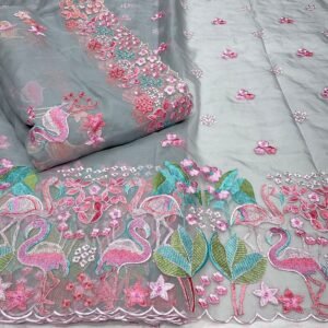 Elegant Daman on Organza Big Width Fabric with Organza Dupatta