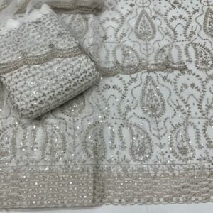 Exquisite Zari and Sequence Embroidered Pure Georgette Fabric