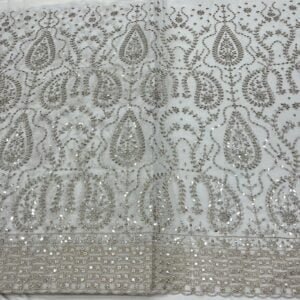 Exquisite Zari and Sequence Embroidered Pure Georgette Fabric