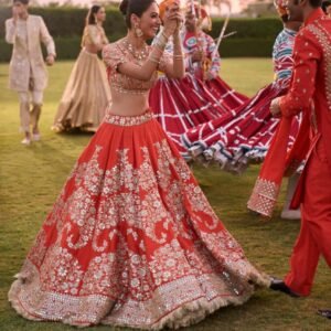 Elegant Red Georgette Embroidered Dress